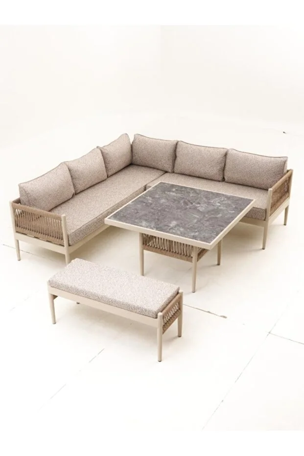 Nadide Bahçe Balkon Köşe Takımı ( Puf Dahil)